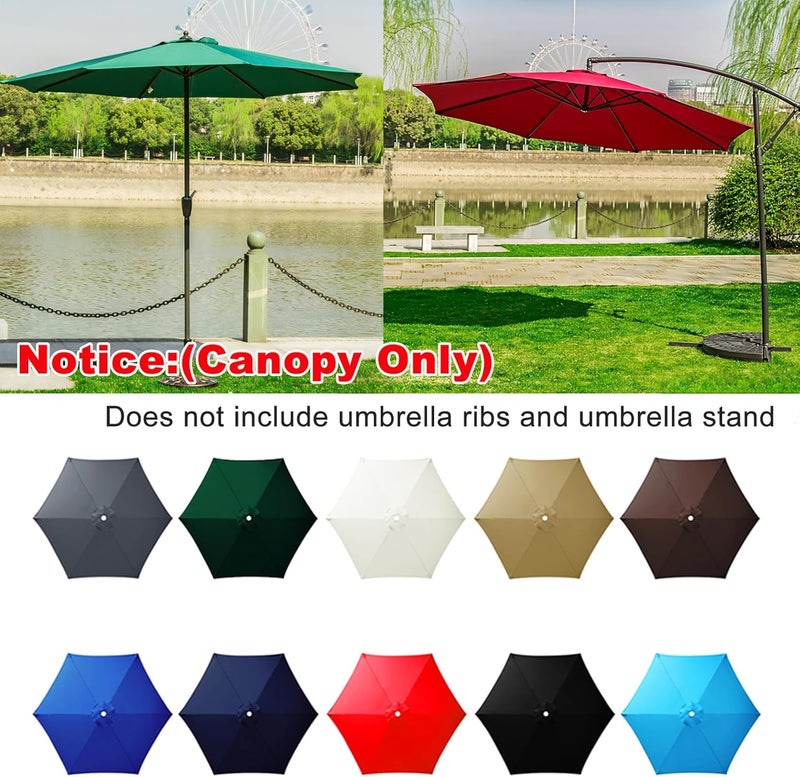GLDDFDG 10Ft 6 Ribs Patio Umbrella Replacement Canopy (Canopy only), Canopy Replacement UV Protection Waterproof Outdoor Table Market Yard Umbrella Top Outdoor Umbrella Canopy,Black,10FT - Image 4